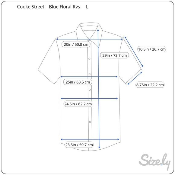 Cooke Street Hawaiian Aloha Shirt Mens L Blue Floral 100% Cotton Reverse Print - Picture 11 of 11